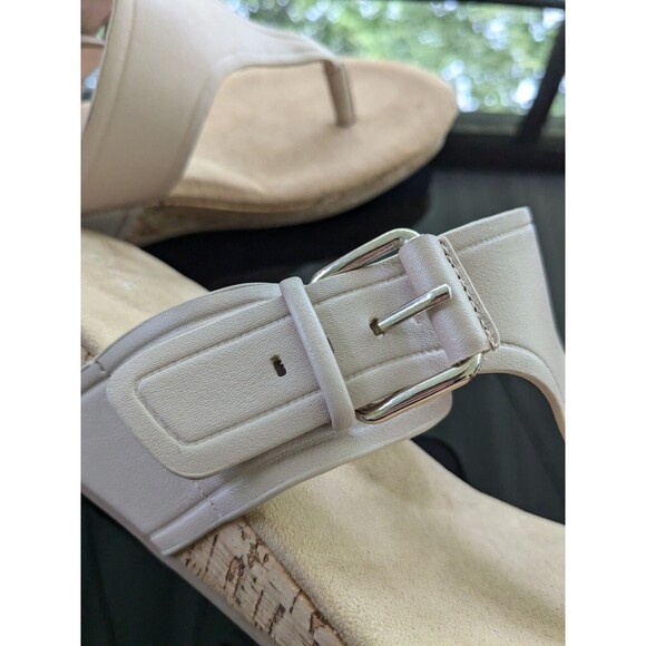 Market & Spruce Sandals Womens sz 10 Thong Cork Wedge Nude Buckle Comfort Casual - Picture 6 of 9